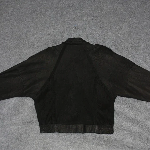 BERMANS Bomber Jacket Mens L Black Leather Suede Full Zip Lined Made Korea